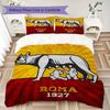 Set lenjerie de pat cu model A.S. Roma Cearșaf pilotă Huse pernă Decorațiune casă Cadou de ziua de naștere (1 * husă de pilotă + 2 * fețe de pernă fără miez)01