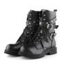 Women Fashion Boots Ladies Combat Army Punk Goth Ankle Shoes Women Gothic Motocycle PU Leather Short Vintage