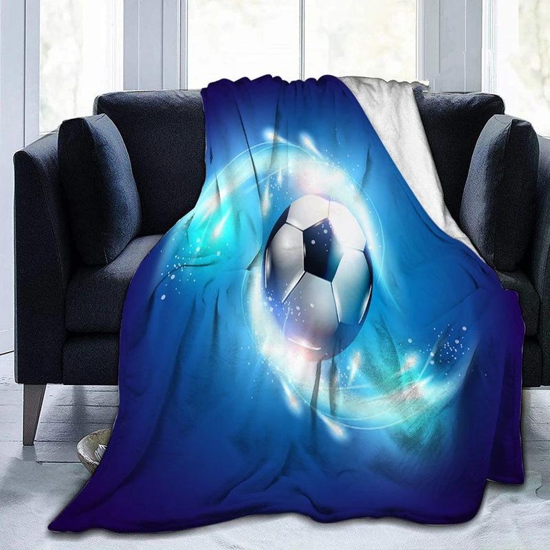 Football Theme Blanket Boy Athlete Flannel Blanket Soft Warm Gift Blanket Living Room Lunch Break Blanket
