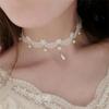 1PC White Lace Pearl Collar Necklace for Women Girl Elegant Sweet Lace Choker Necklace Kpop Neck Jewelry Accessories Gift