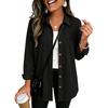 Women's Fashion Loose Fit Button Front Long Sleeve Cardigan Shirt Top for Everyday Wear