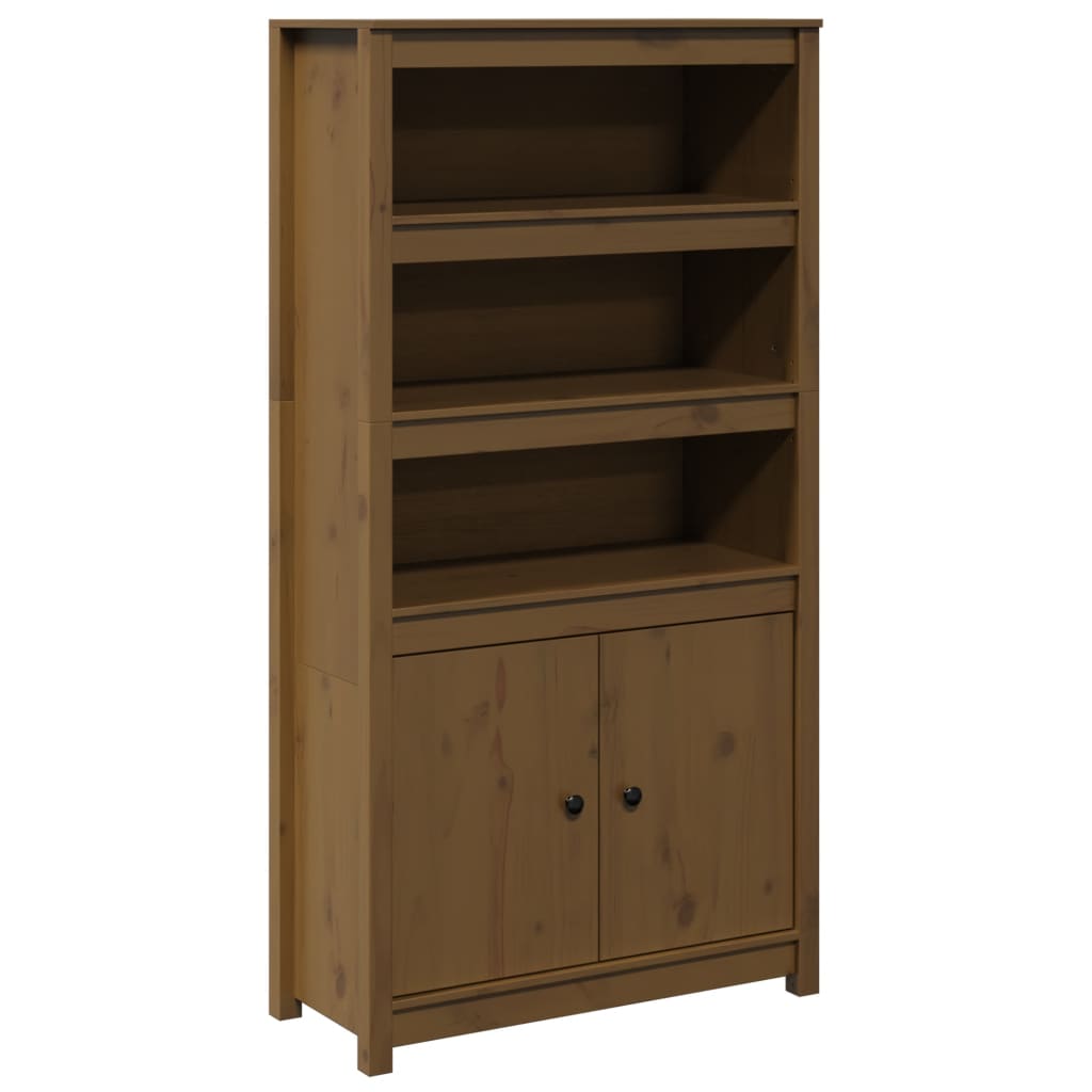 Highboard Honey Brown 80 x 35 x 154 cm Solid Pine Wood
