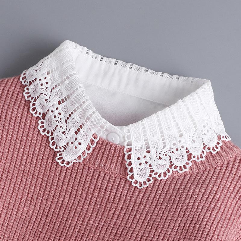 Fashionable Cotton Lace False Collar Shirt, Women's Detachable Collar Shirt, False Tie, Lapel Shirt Top