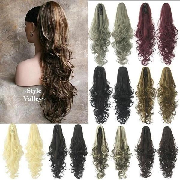 15 Colors Long Curly Claw Clip Drawstring Ponytail Hair Extensions Blond Hairpiece Wigs