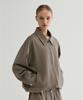 Fromwhere Elastic Hem Zip-Up Bomber Jacket Beige