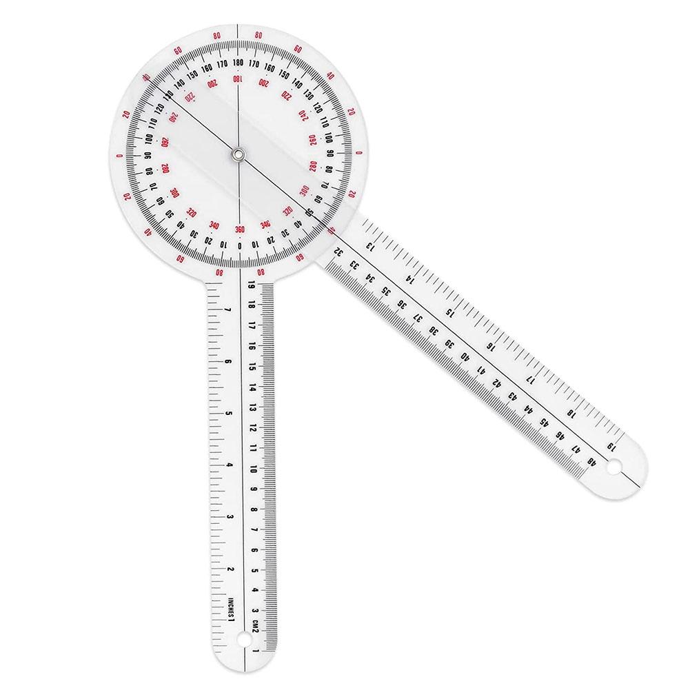12 Zoll Goniometer, Transparente Orthopädische Winkelmesslineal Kunststoff-Goniometer 360 Grad Wirbelsäulen-Goniometer zur Körpervermessung