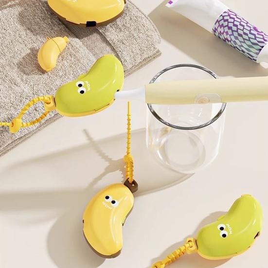 1/2Pcs Banana Toothbrush Cover with Toothpaste Dispenser Dust-Proof Compact Design Portable