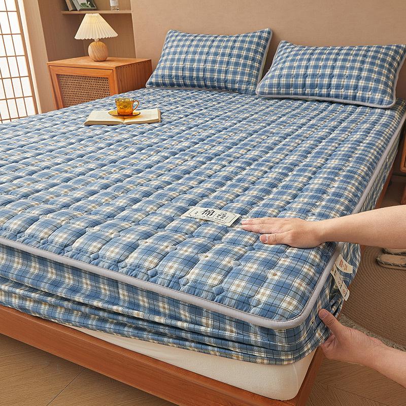 Unprinted Cotton Mattress Three-piece Set of Padded Cotton Thickened All-inclusive Simmons Mattress Protective Cover Non-slip