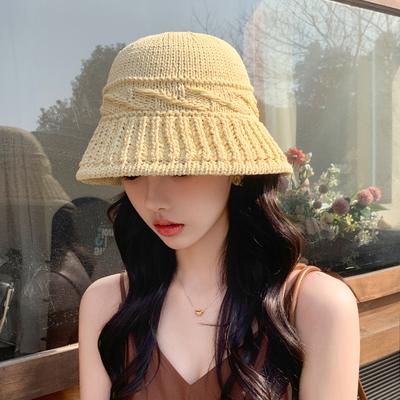 Spring and Autumn New Hat Women's Knitted Versatile Washbasin Hat Breathable Sunscreen Sun Hat Summer Sun Hat