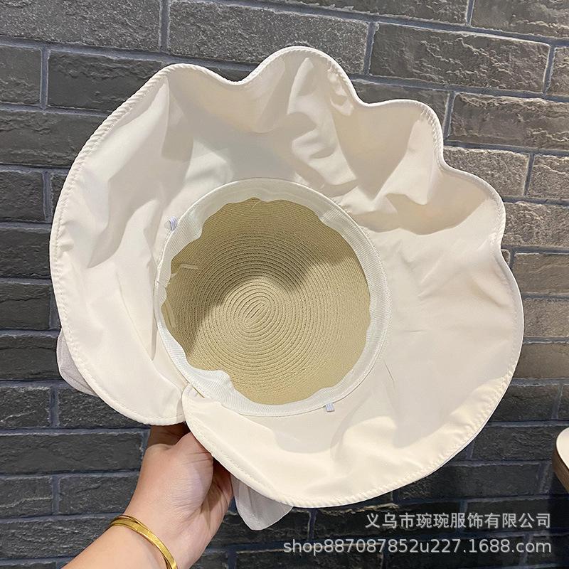 Mesh brim large bow fisherman's hat children show their faces small spring summer sunshade sunscreen portable sun hat