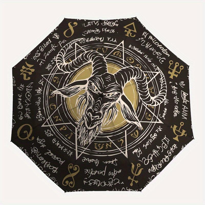 Occult Goat Head Symbol Tapestry Wall HangingUmbrella, Portable 3-Fold Compact Umbrella,Christmas Gift ES505