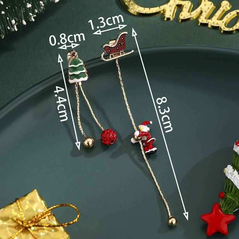 

Новые серьги-пусеты в виде рождественской елки с кисточками, покрытые эмалью, Санта, звезды, рождественские серьги, серьги