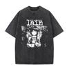 T-shirt Vintage Lavata Anime Giapponese Serial Experiments Lain Manga Ragazza Iwakura T-shirt Sci Fi Uomo 100% Cotone T-shirt Casual