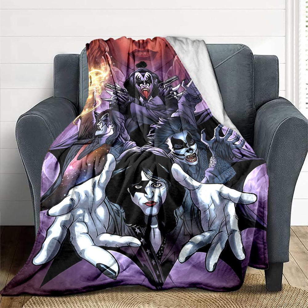 1pc KISS Band Flannel Blanket, Soft Skin Friendly with Digital Printing, Various Sizes Available for Family, Friends, Birthday