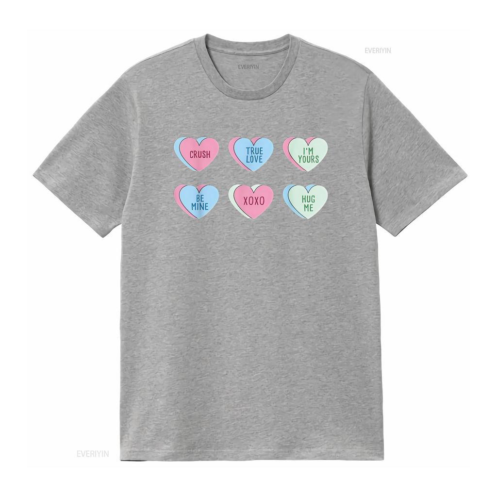 Womens Valentine s Day Hearts Candy T Shirt Black vintage Washed fashion streetwear Soft graphic Casual homme Stylish Slightly