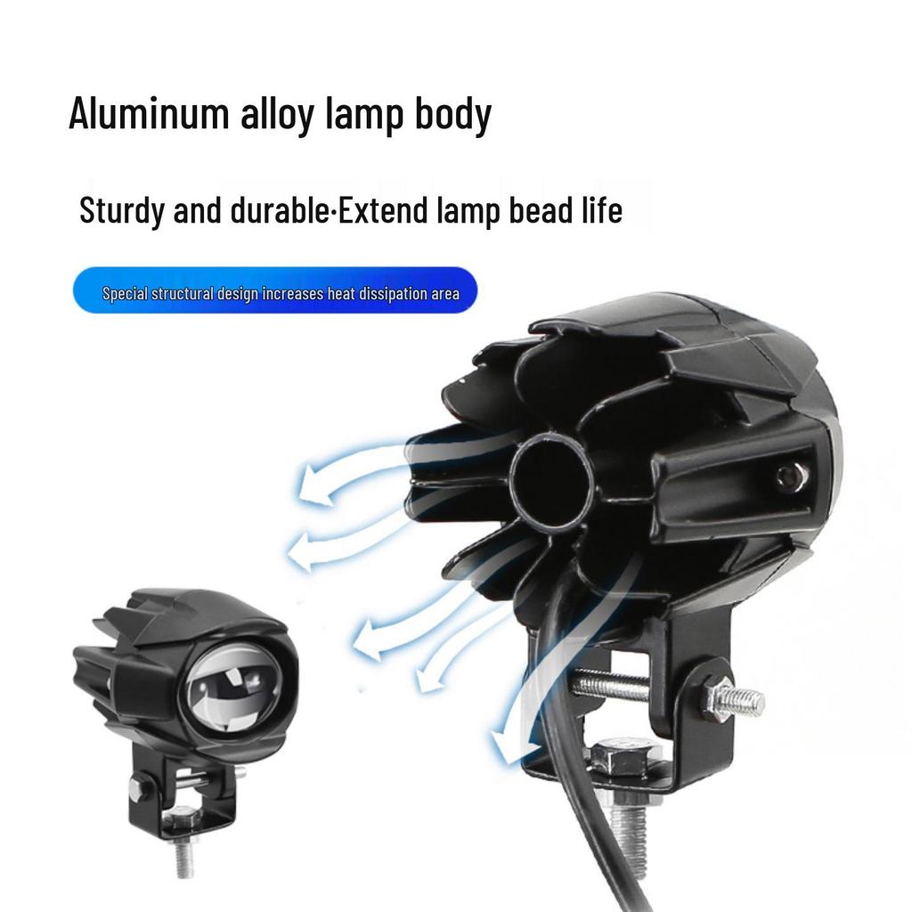 Dual-Color Motorcycle Spotlight: Off-Road Auxiliary Headlight with High/Low Beam