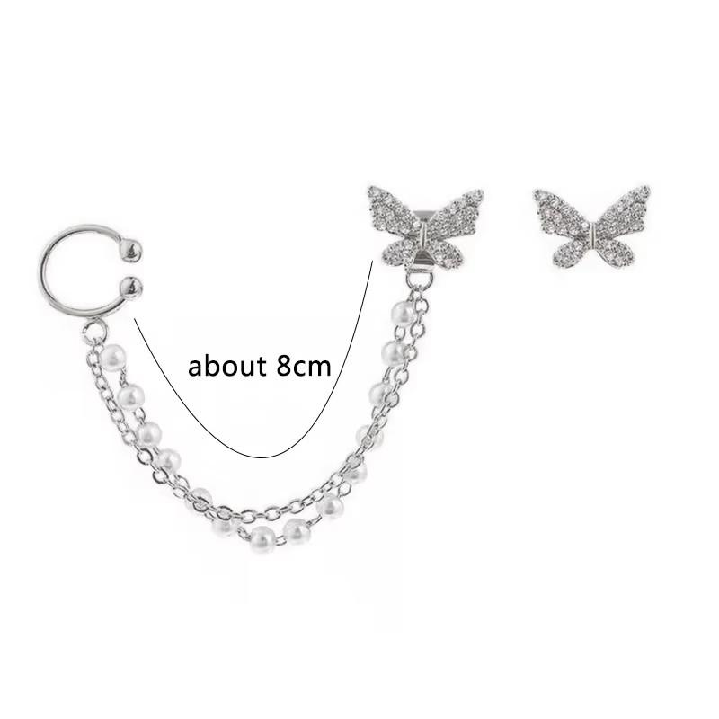 Boucles d'oreilles tendance papillon pour femmes Émail noir Petit cristal Papillon creux en forme d'animal creux Boucles d'oreilles pendantes pour femme