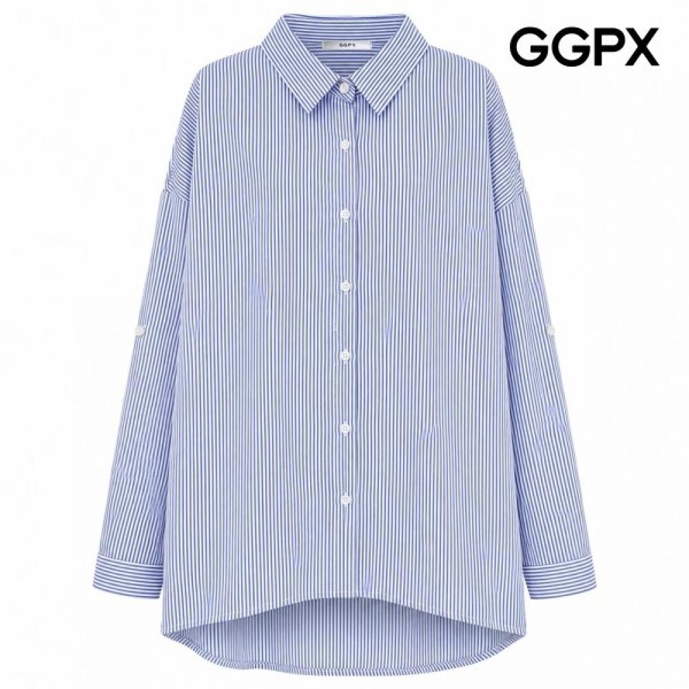 Ggpx New York Men Stripe Roll Up Asymmetrical Shirt Gq8sh052f