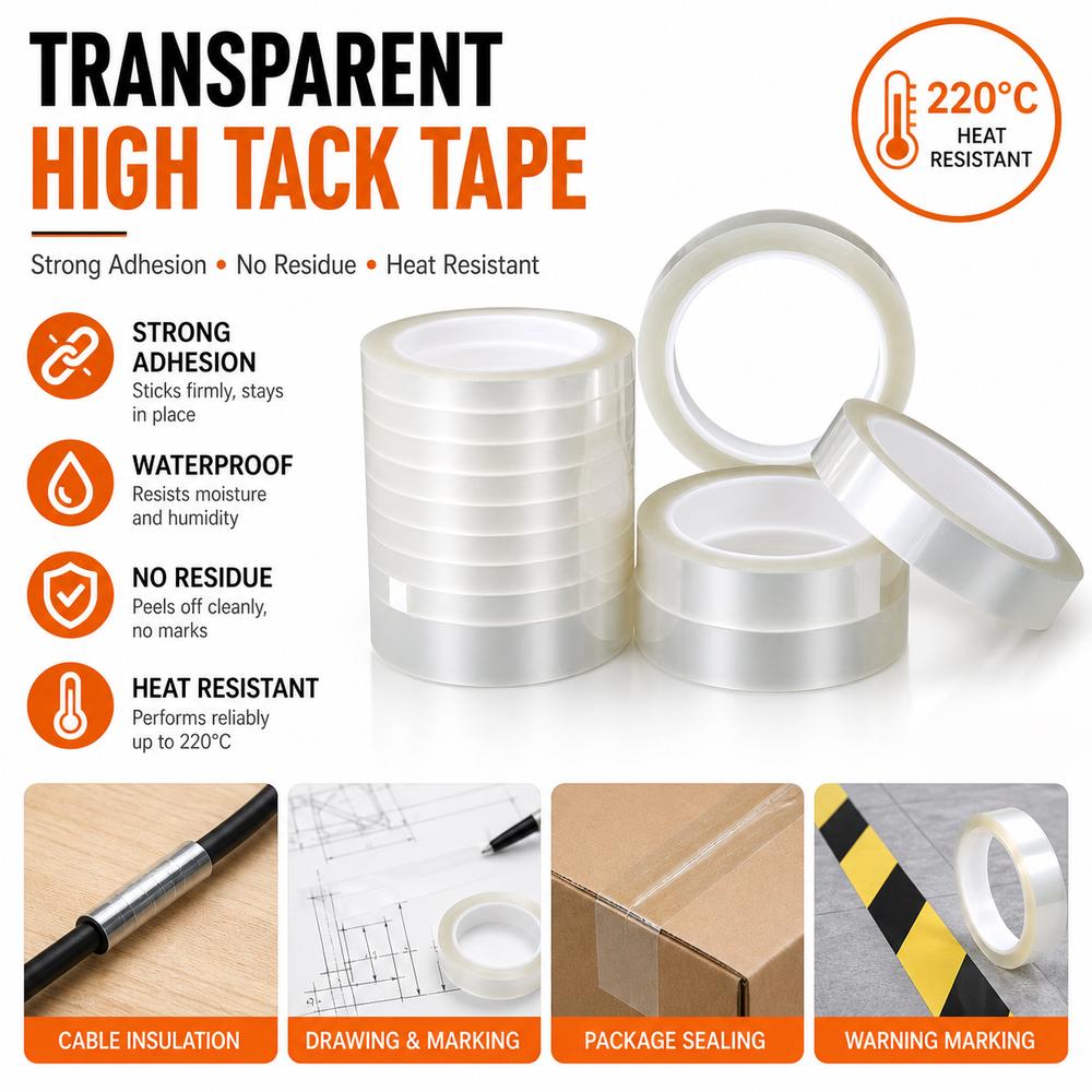 High Tack Adhesive Tape 10mm Width Warning Marking Tape New Transparent Tape Desktop Use