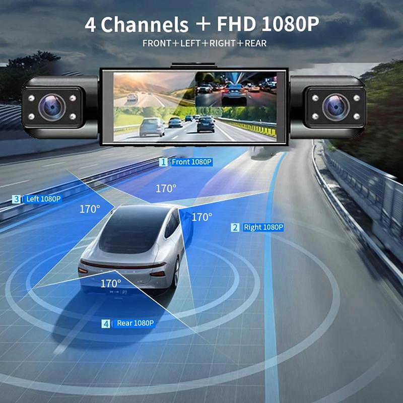 1080P Video Recorder Car 3/4 Channels 360° Dash Cam Car DVR Parking Monitor Front Right With Rear View Night Vision Black Box