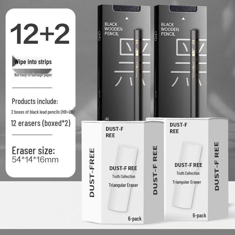 Low-Dust Triangle Eraser for Students - Clump-Free, Clean Erase HB 2B Pencil Eraser