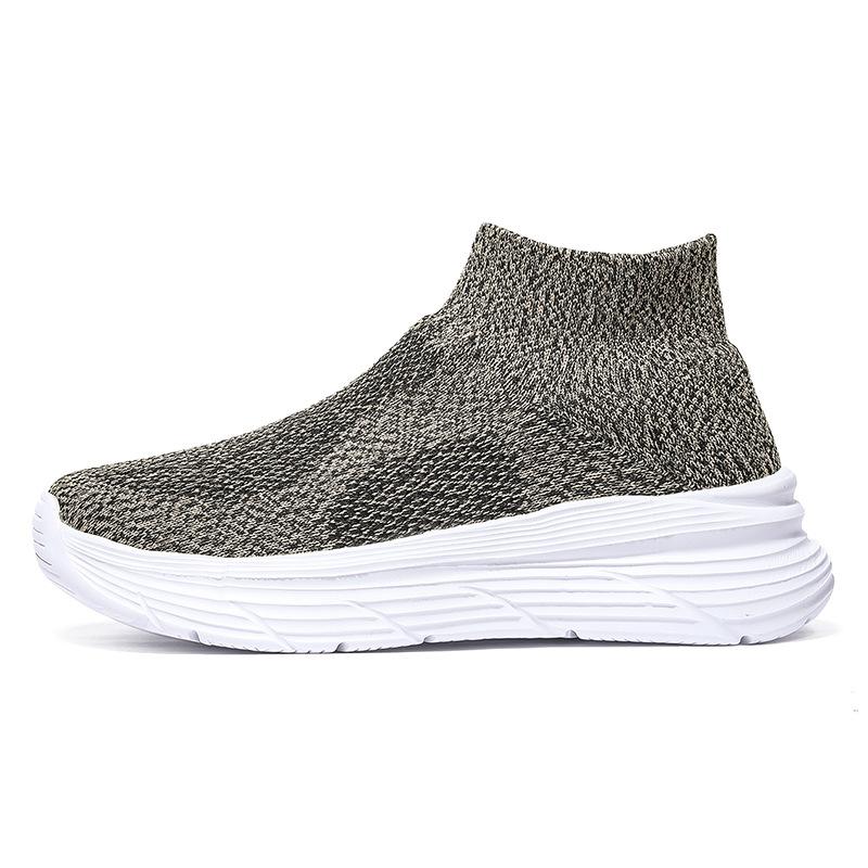 

2025 autumn couple socks shoes high-top foot-fitting fly-woven sports shoes men s and women s platform casual shoes are hot-selling 46 хаки