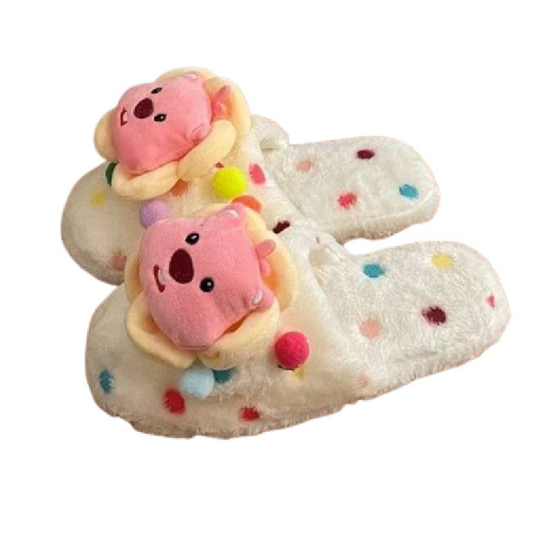 Loopy Pororo Cotton Slippers Winter Warm Indoor Living Room Plush Cartoon Shoes