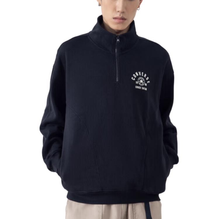 Converse Sweatshirts Unisex Black Half Turtleneck Moderate UCJ083-023 M
