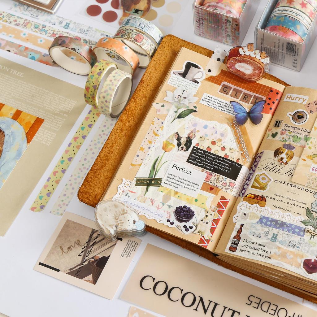 Songdao Narrow Washi 60 Rolls Various Basic Patterns Including and Dots Masking Perfect for and Gift Wrapping 10mm X 2m Tape, Stars, Florals,