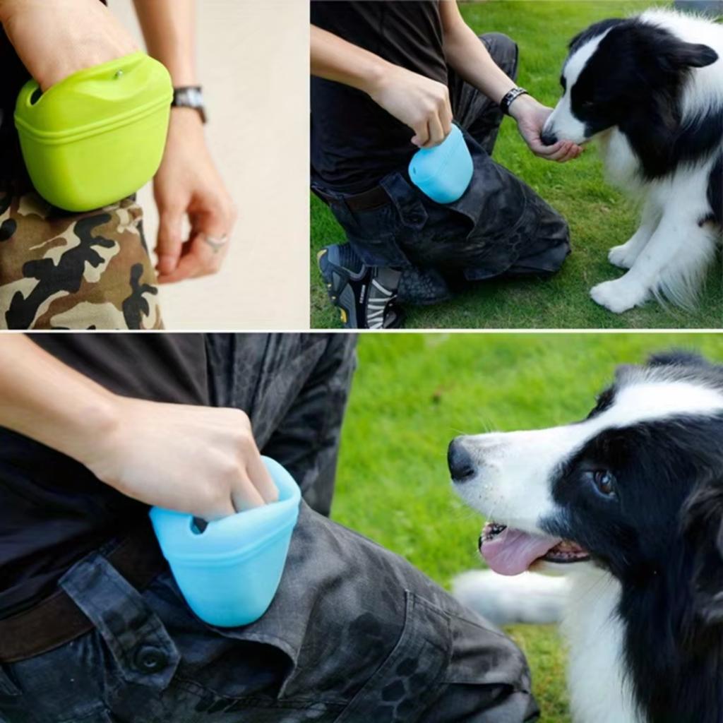 Silikon Leckerlibeutel für Hunde Haustier Tragbare Hunde Trainings Hüfttasche Wasserdichte Hunde Snack Trainingstasche mit Magnetclip Haustier Ausflug