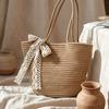 Women Straw Tote Bag Crochet Shoulder Bag Trendy Summer Woven Tote Bag Large Capacity Travel Beach Handbag for Outdoor Vacation