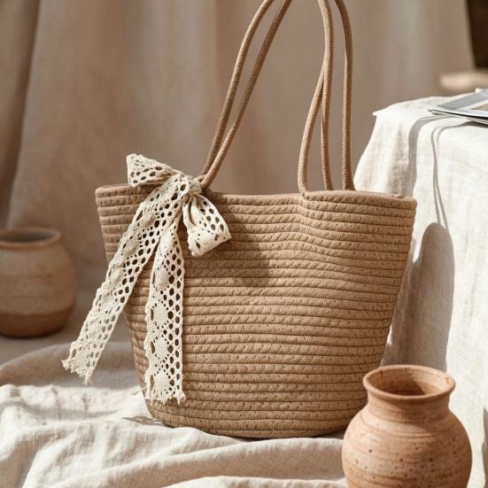 Women Straw Tote Bag Crochet Shoulder Bag Trendy Summer Woven Tote Bag Large Capacity Travel Beach Handbag for Outdoor Vacation