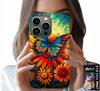 Hülle für iPhone 14 Pro Max - Schmetterlinge Falter Blümchen Rosen Hülle