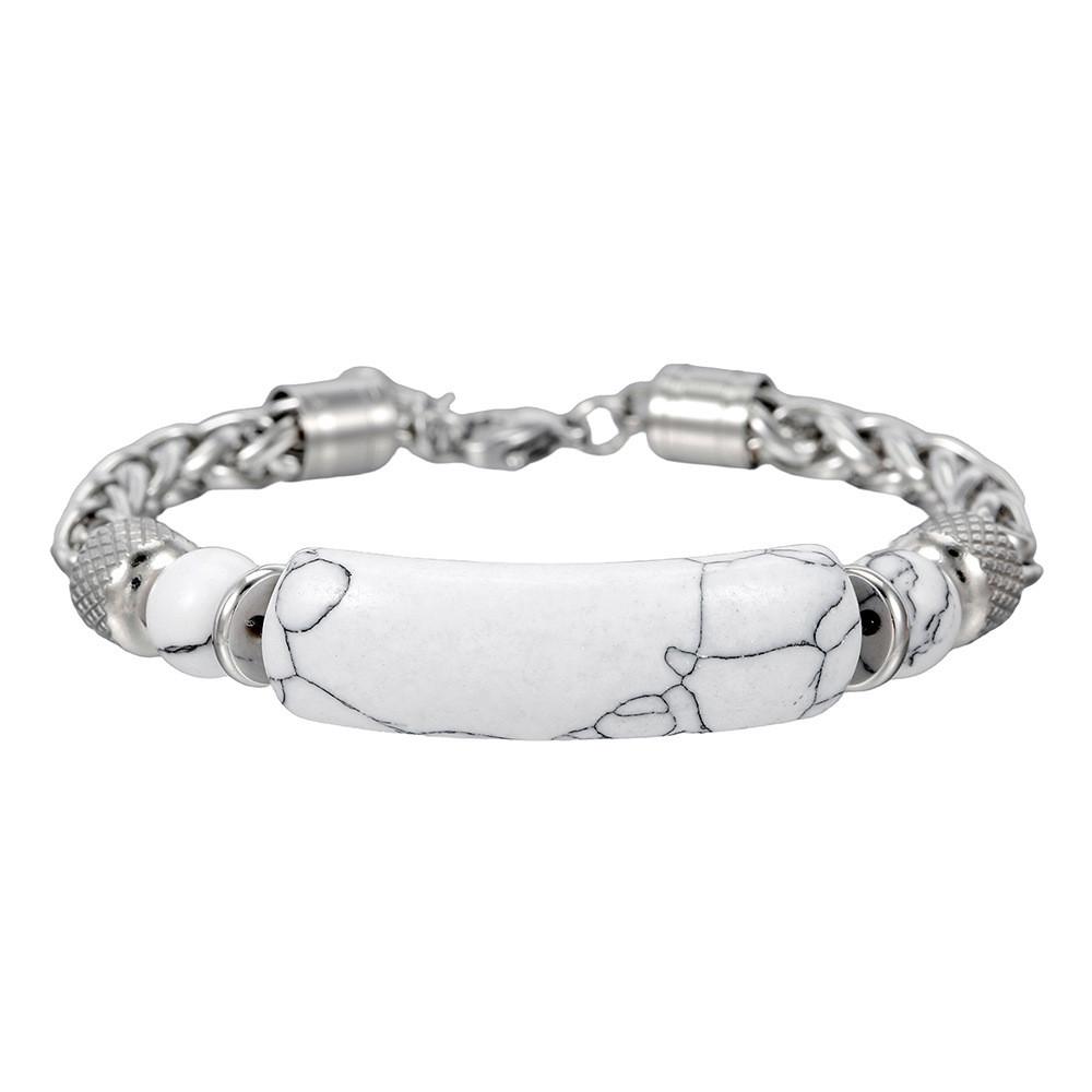 Geometric Turquoise Stainless Steel Bracelet For Men With Vintage Style For Gift Giving