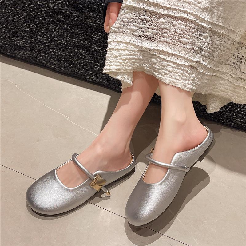 2025 new summer bag head half slippers fashion casual lazy one pedal heelless beanie shoes French slippers