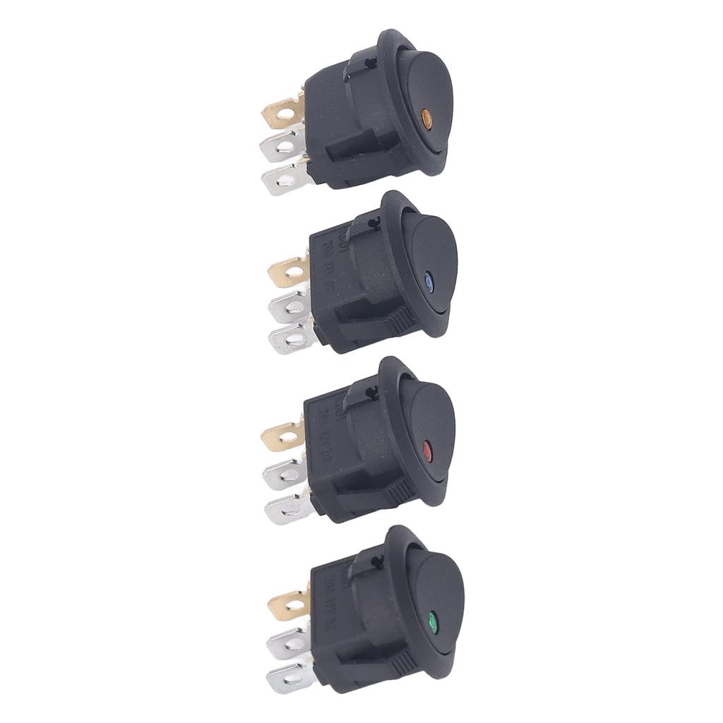 4PCS 12V Round Power Switches 3 Pin 2 Position LED Switch Boat Toggle Rocker Switch 20mm