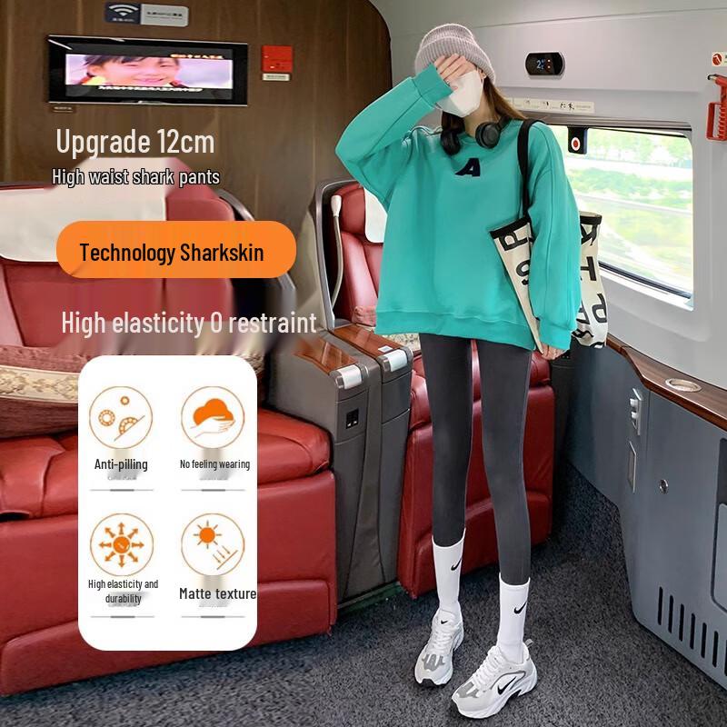 Langsha Women's High-Waist Thermal Shark Skin Leggings