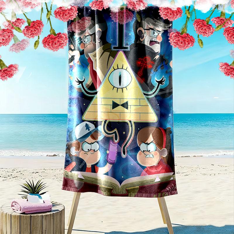 Brave Gravity Falls Print Beach Towel, Large Soft Quick Dry Towel for Beach Camping Swimming