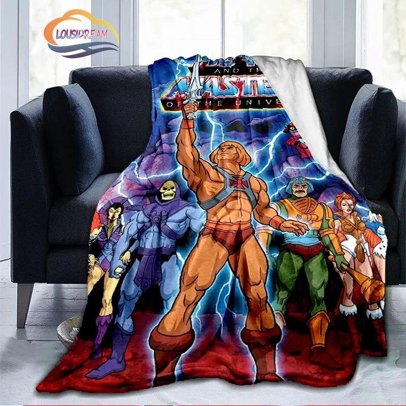 Cartoon Masters of The Universe Fashion Cashmere Blanket 3D Printed He-Man Flanela Pluszowa Miękka Wygodna Domowa