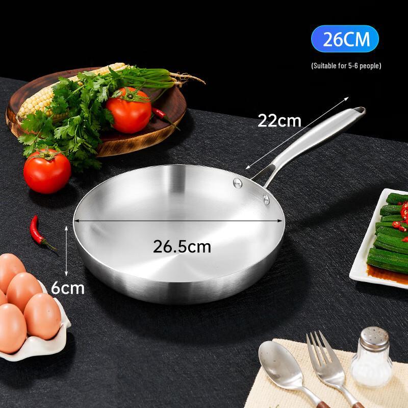 ZISIZ 304 Stainless Steel 3-Ply Induction Frying Pan