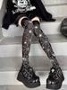 Goth Big Spider Pattern Silk Stockings Gothic Vintage Dark Fishnet Tights Women Emo Alternative Sexy Spider Web Witch Pantyhose