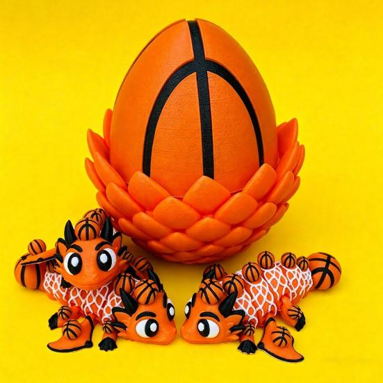 3D Printed Dragon Egg Ornament Toy with Dragon Figurine Inside, Sports Ball Inspired Fidget Toy, Stress Relief Dragon Statue for Kids Adults Home