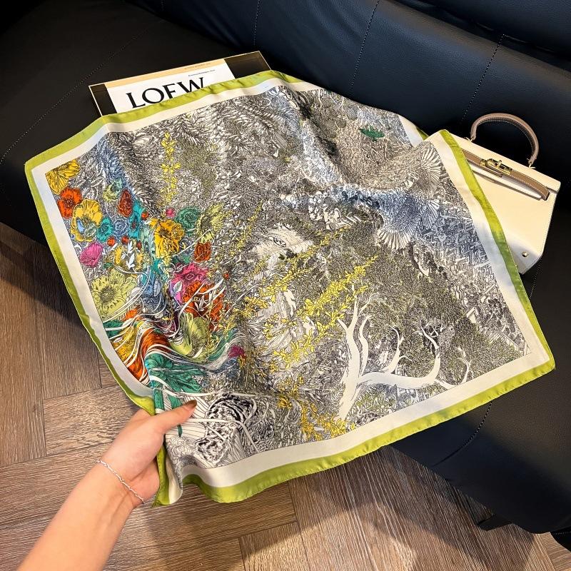 Mother's Day Silk Scarf Muse Festival Gift Simulation Silk Silk Scarf Premium Spring and Summer Square Scarf 71 Silk Decorative Small Scarf