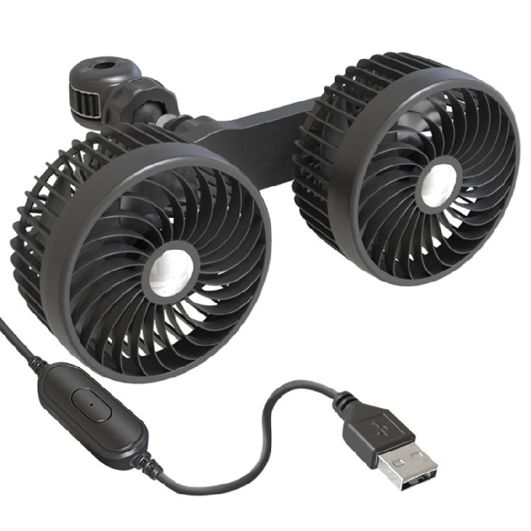 Car Fan 12V/24V Cooling Air Fan Dual Head Usb Car Fan Rotatable Adjustable