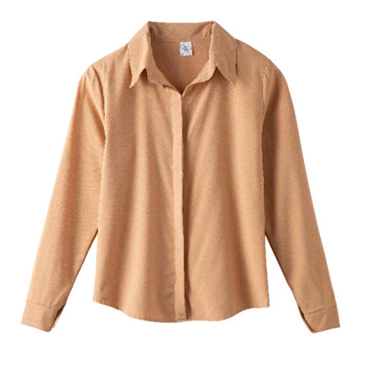 Solid Color Shirt Women's Long Sleeved Top Minimalist Temperament Chiffon Shirt Korean Version