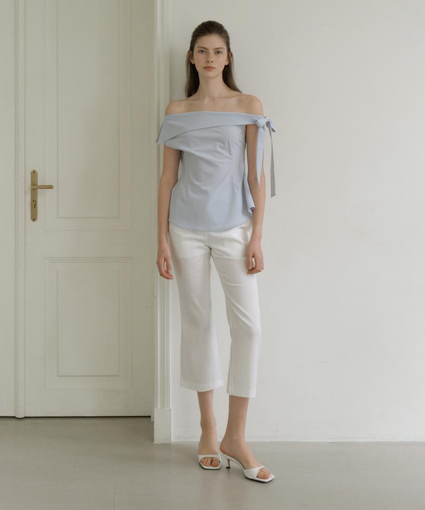 REORG Gir Tie Off Shoulder Blouse Ash Blue