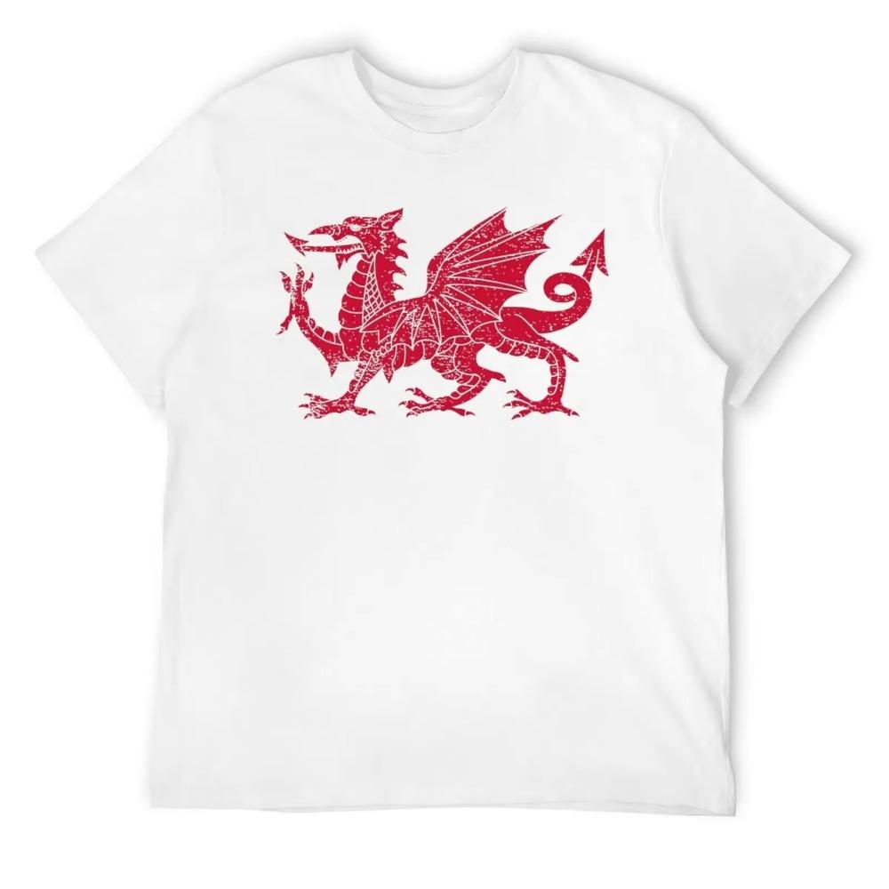 WALES FLAG RED DRAGON (DISTRESSED) Classic T-shirt Harajuku Sport  Casual Tees Graphic Vintage Aactivity Competition Eur Size