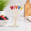 100Pcs Disposable Fruit Picks, Cocktail Picks with Decorative Leaves Flower Tips, Bamboo Skewers for Fruits Cakes Cocktails Snacks