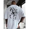 Creative Front And Back Print Round Neck T-Shirt, Pure Summer Trendy Fashion Short Sleeve, Casual Daily Style Top, Essential for Outdoor Leisure