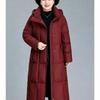 Weinrot Langer Daunenmantel Damen Winter Dick Warm Gesteppt Baumwolljacke Mit Kapuze Locker Oberbekleidung